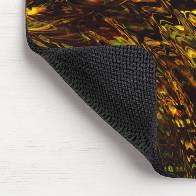 Abstract curved bands in golden green and darkest  mouse pad (Corner)