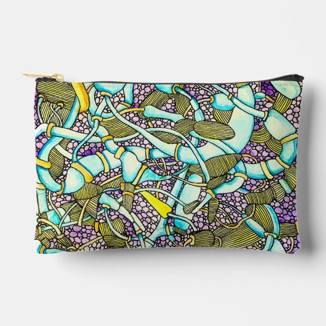 Abstract Curved Tubes Pipes Wires Drawing Accessory Pouch (Front)