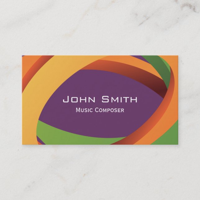 Abstract Curves Music Composer Business Card (Front)