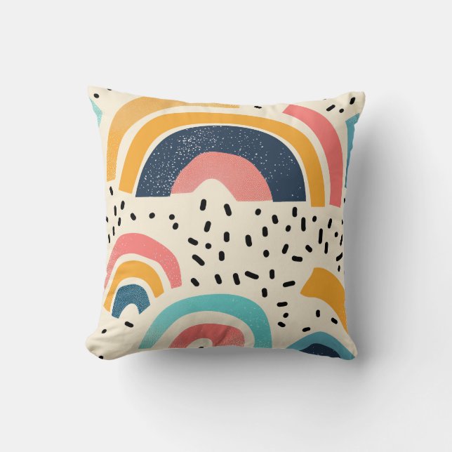Abstract curving shapes with dashes throw pillow (Front)