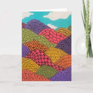 Abstract Curvy Bendy Color Pencil Landscape Card