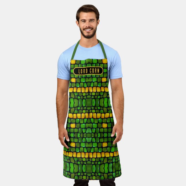 Abstract Custom Fun Vegetables Corn Peas Pattern Apron (Worn)