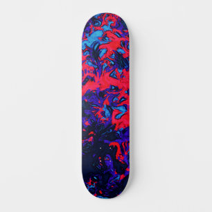 Abstract Custom Street Art Inspired Blue Red Swirl Skateboard