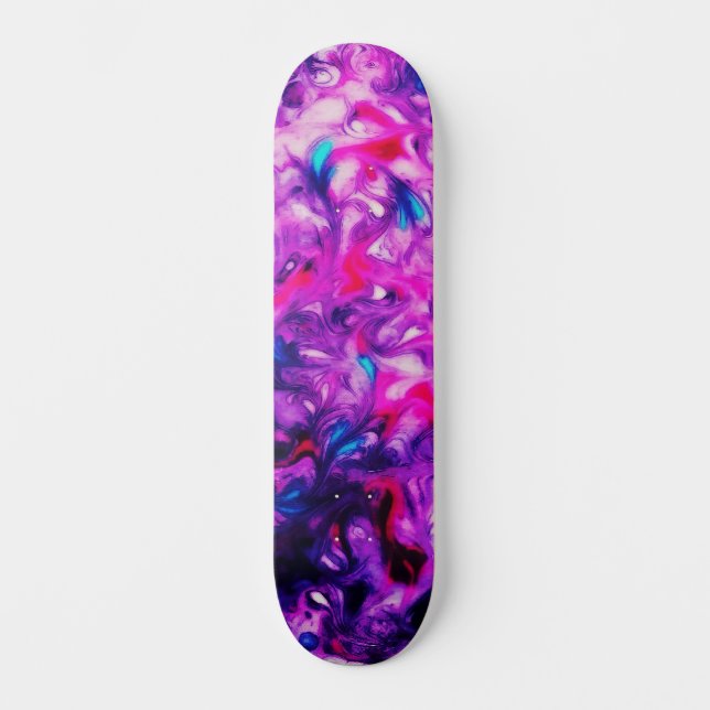 Abstract Custom Street Art Inspired Pink Swirl Skateboard (Front)