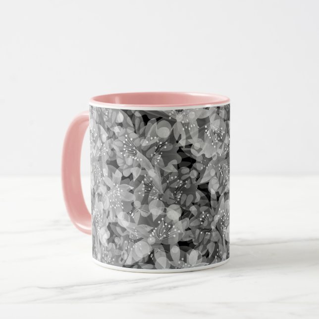 Abstract cute beautiful pink flowers floral design mug (Front Left)
