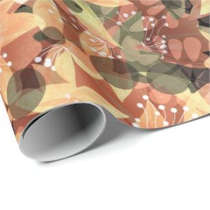 Abstract cute beautiful pink flowers floral design wrapping paper