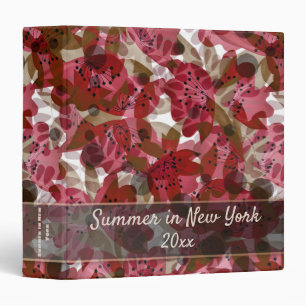 Abstract cute beautiful red flowers floral design binder