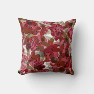Abstract cute beautiful red flowers floral design throw pillow