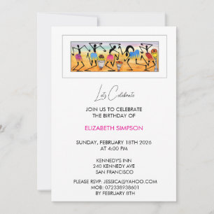 Abstract, cute Break Dance, Birthday Invitation