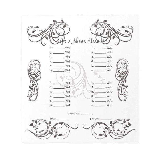 Abstract Cute Bunco Card/Sheet Notepad (Front)