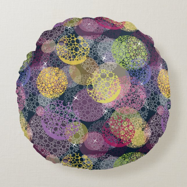 Abstract Cute Polka Dot Circle Round Pillow (Front)