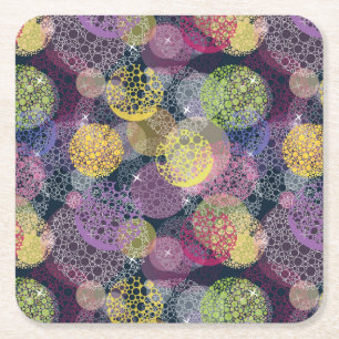Abstract Cute Polka Dot Circle Square Paper Coaster