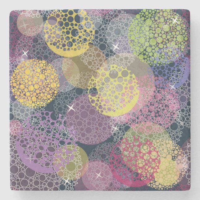 Abstract Cute Polka Dot Circle Stone Coaster (Front)