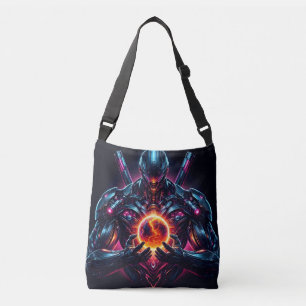 Abstract Cyber Cosmic Guardian Futuristic Robot Crossbody Bag