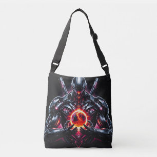 Abstract Cyber Cosmic Guardian Futuristic Robot Crossbody Bag