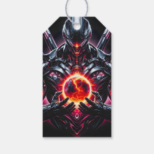 Abstract Cyber Cosmic Guardian Futuristic Robot Gift Tags