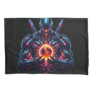 Abstract Cyber Cosmic Guardian Futuristic Robot Pillowcase