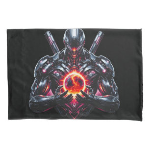 Abstract Cyber Cosmic Guardian Futuristic Robot Pillowcase