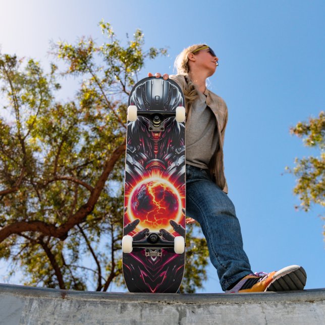 Abstract Cyber Cosmic Guardian Futuristic Robot Skateboard (Outdoor 1)