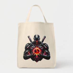 Abstract Cyber Cosmic Guardian Futuristic Robot Tote Bag