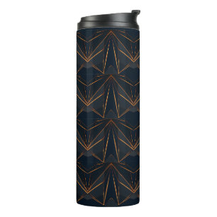 Abstract Cyber Pattern   Neon Copper Glow Thermal Tumbler