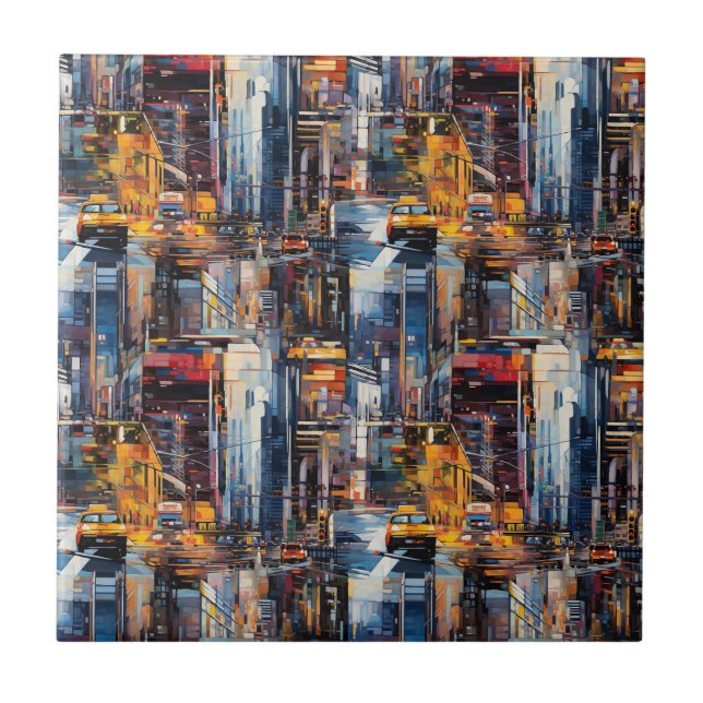 Abstract Cyberpunk Cityscape Skyline (1) Tile (Front)