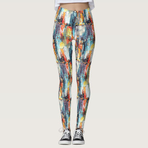 Abstract Cyberpunk Cityscape Skyline (2) Leggings