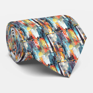 Abstract Cyberpunk Cityscape Skyline (2) Tie