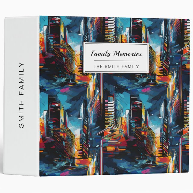 Abstract Cyberpunk Cityscape Skyline (3) Binder (Front/Spine)
