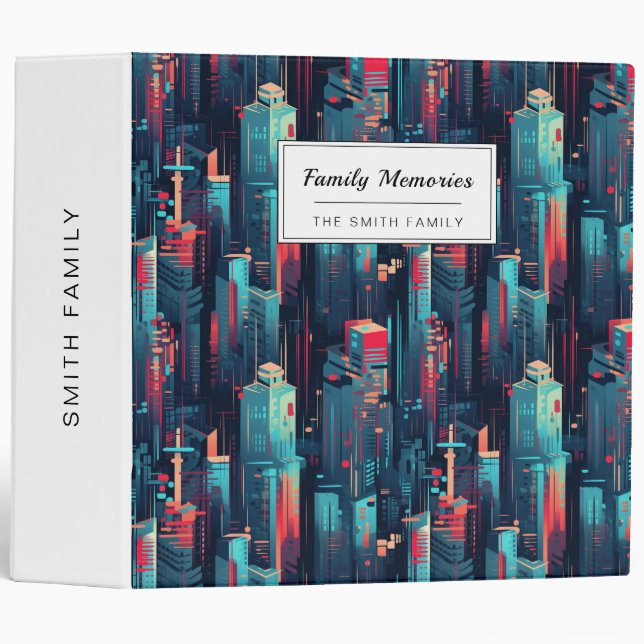 Abstract Cyberpunk Cityscape Skyline (5) Binder (Front/Spine)