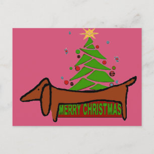 Abstract Dachshund Christmas Holiday Postcard