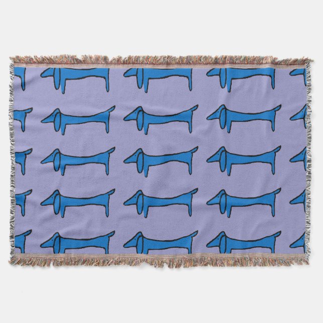 Abstract Dachshund in Blue Throw Blanket (Front)