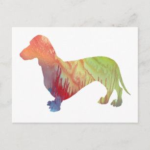 Abstract Dachshund Silhouette Postcard