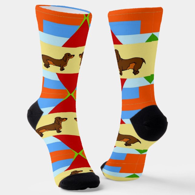 Abstract Dachshund Socks (Angled)