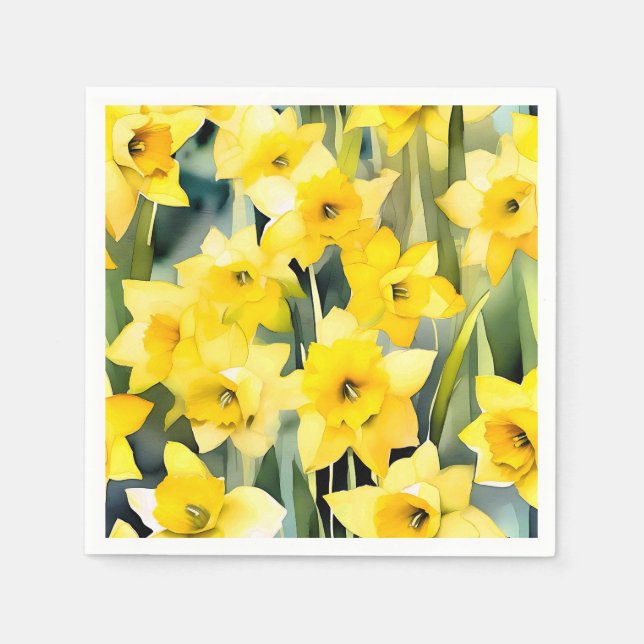 Abstract Daffodil Watercolor Napkin (Front)