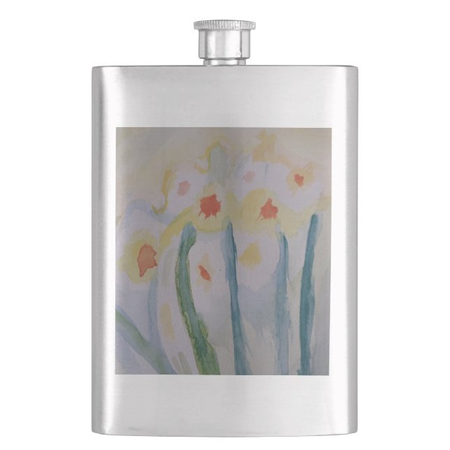 Abstract Daffodils Classic Flask (Front)