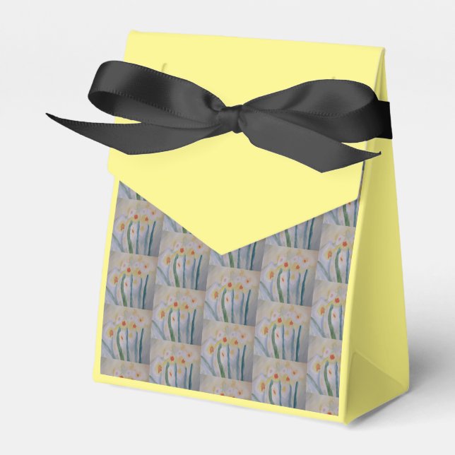 Abstract Daffodils Favor Box (Front Side)
