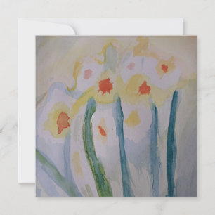 Abstract Daffodils Flat Greeting Card