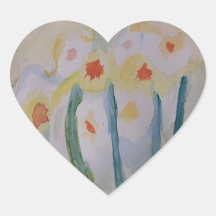 Abstract Daffodils Heart Sticker