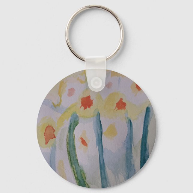 Abstract Daffodils  Keychain (Front)