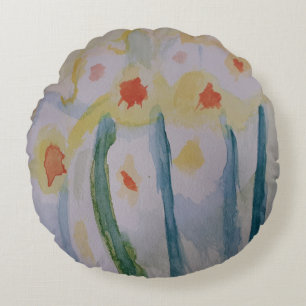 Abstract Daffodils Round Pillow