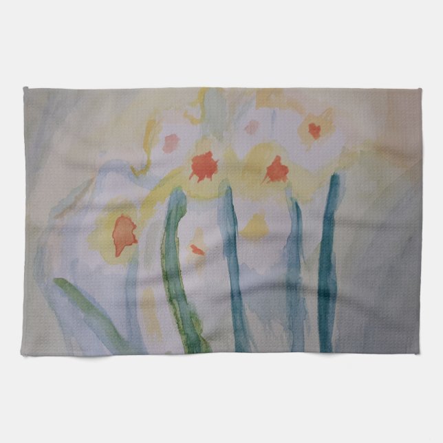 Abstract Daffodils Tea Towel (Horizontal)