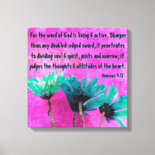 abstract daisies bible verse Hebrews 4:12 Canvas Print