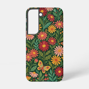 Abstract Daisies Butterflies Samsung Cases