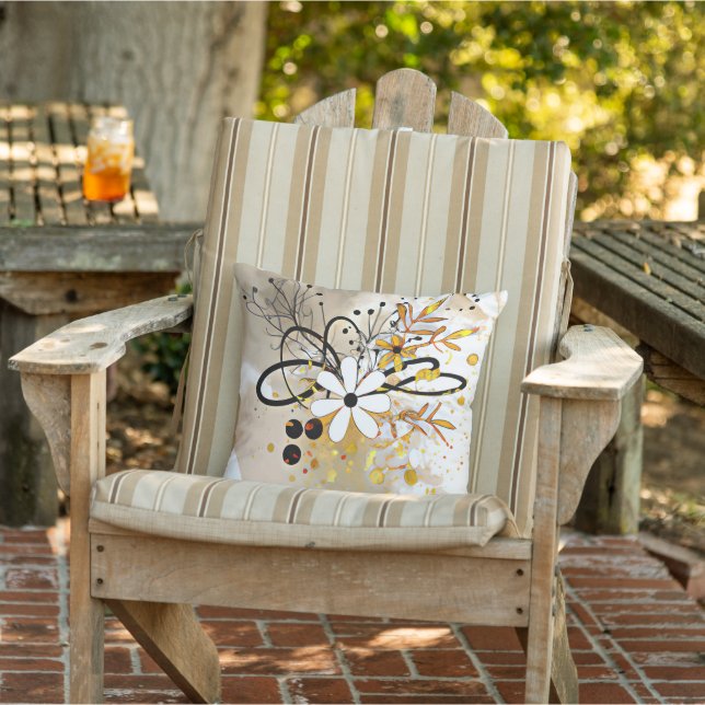 Abstract daisies outdoor pillow (Chair)