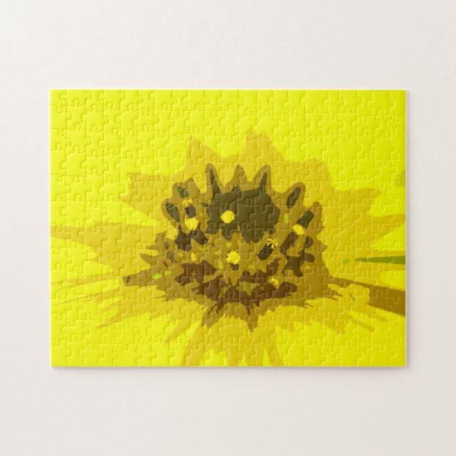Abstract Daisy Flower in Colourful Vivid Yellow Jigsaw Puzzle (Horizontal)