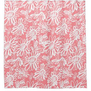 Abstract daisy sketch, monochrome pattern