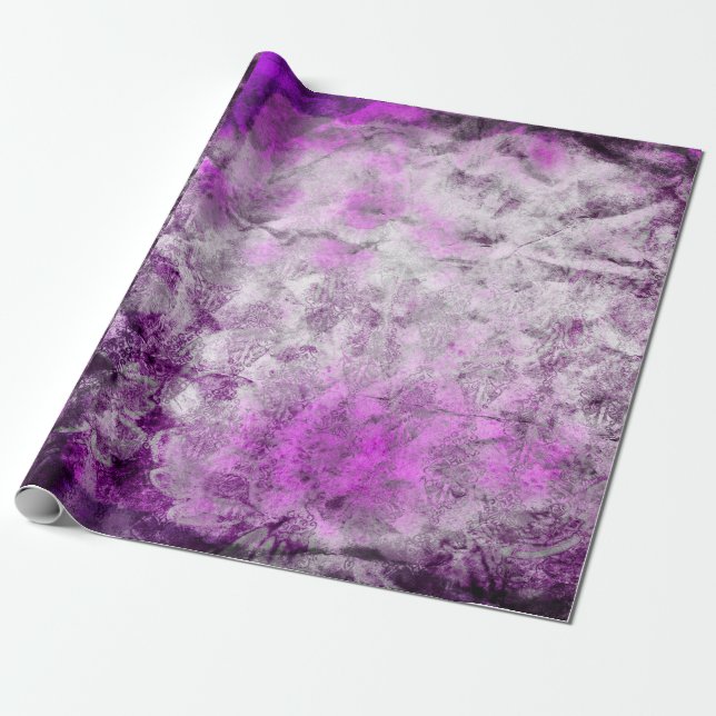 Abstract Damask Pink Print Wrapping Paper (Unrolled)