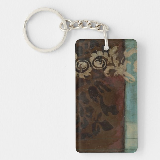 Abstract Damask Tapestry by Jennifer Goldberger Keychain (Front)