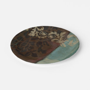 Abstract Damask Tapestry by Jennifer Goldberger Paper Plate